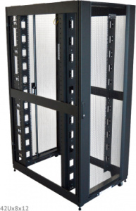 Шкаф коммутационный Lanmaster (LAN-DC-CBP-48UX8X10) напольный 48U 800x1070мм пер.дв.перфор. задн.дв.перфор.2-хст. 1500кг черный 2259мм