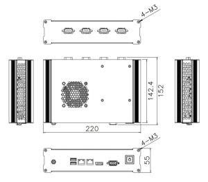 Корпус BRICK-NANO-AL, корпус для NANO-AL SBC, 3.5’’ (165 x 115), SATA кабель, IO кронштейн, выключатель питания, кабель питания DC, 0....+40°C