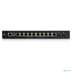 UBIQUITI ER-12P Маршрутизатор 4 ядра (1 ГГц), 10х 1G RJ45, 2х SFP, раздача PoE 52 Вт
