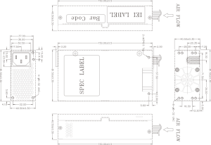 Промышленный блок питания ACE-A615B-RS, ATX 1U 150Вт, входное напряжение 90 ~ 264 VAC