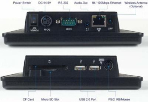 Безвентиляторный панельный компьютер PMX-090T-5A, с TFT-матрицей 9 с тачскрином, встроенной памятью DDR2 1ГБ, портами LAN, RS-232/422/485, 2 х USB, Ау