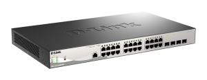 коммутатор D-Link PROJ Управляемый L2 PoE-коммутатор, 24x1000Base-T PoE, 4x1000Base-X SFP, PoE-бюджет 370 Вт, защита от статического электричества до