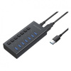Корпус HARPER HUB-07MB Black USB-концентратор, Интерфейс: 7 х USB 3.2, 1, Переходник: USB 3.0 / Type-C, Скорость передачи данных: до 5 Гб/с, Материал корпуса