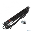 Rexant (04-0306) Блок розеток 19", 1U, 16А, 8 розеток, корпус пластик, со шнуром питания