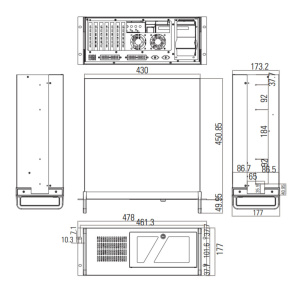 Промышленный компьютерный корпус AX61410TM-RC-NP, 4U, ATX/Micro-ATX, 7 слотов, 3 x 5.25” HDD, 1 x 3.5” HDD, 1 x 3.5'' HDD (внутренний), 2 x USB, 2 x U