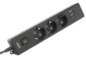 Power Cube сетевой фильтр c USB, 1,9 метра, USB-порты:Type-A: 2 шт,Type-C: 1 шт.зарядка 3.5А/20вт, 3 розетки с заземлением, 16А/3,5кВт, cечение провод