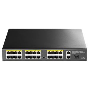 Коммутатор CUDY 24-Port 10/100M PoE+ Switch with 2 Gigabit Port+ 1SFP 300W 24-Port 10/100M PSE RJ-45 +2 Gigabit RJ- 45 +1SFP Port with 24 POE Ports Sw