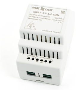 (583) Бастион SKAT-12-1.0 DIN (СКАТ ИБП-12/1-DIN) источник питания 12В 1А пластиковый корпус под DIN рейку 35 мм