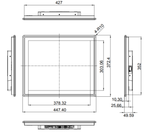 Промышленный монитор DM-F19A/R, дисплей19" SXGA, 1280 х 1024, 350 кд/м2, резистивный сенсорный дисплей (USB), антибликовое покрытие, питание 9~36 В