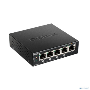 D-Link DES-1005P/B1A Неуправляемый коммутатор с 5 портами 10/100Base-TX, (4 порта PoE 802.3af/at, PoE-бюджет 60 Вт)
