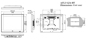 Панельный безвентиляторный компьютер AFL3-12A-BT-J1/R/2G, дисплей 12.1", яркость - 500 кд/м2, 1024 x 768 (4:3) XGA, процессор Intel Celeron J1900 (2 Г