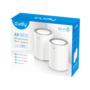 Маршрутизатор CUDY AX1800 Wi-Fi 6 Mesh Solution 2-Pack,Chipset MediaTek, Dual-Band, 802.11ax/ac/a/b/g/n, 1201Mbps at 5GHz + 574Mbps at 2.4GHz, 2 Giga
