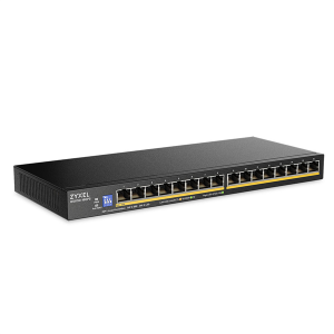 Коммутатор Коммутатор Zyxel GS1100-16EPS, 16xGE PoE+, DIP-switch, настольный, бесшумный, бюджет PoE 135 Вт