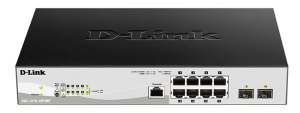 Коммутатор D-Link Управляемый L2 PoE-коммутатор, 8x1000Base-T PoE, 2x1000Base-X SFP, PoE-бюджет 78 Вт, защита от статического электричества до 6 кВ, C