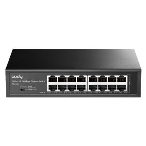 Коммутатор CUDY 16-Port 10/100 Mbps Metal Switch 16-Port 10/100 Mbps Switch, 16 10/100 Mbps RJ45 Ports, Switch/VLAN/Extend working mode DIP switch, Ra