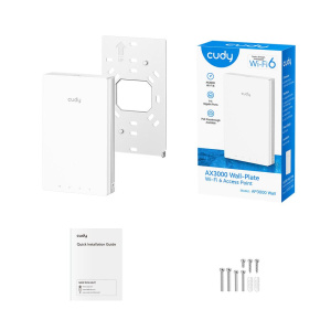 Точка доступа Wi-Fi CUDY AX3000 Gigabit Wall-Plate Wi-Fi 6 Access Point AX3000 Dual Band Wi-Fi 6 Wall Plate Access Point, Chipset MT7981+MT7531AE+MT79