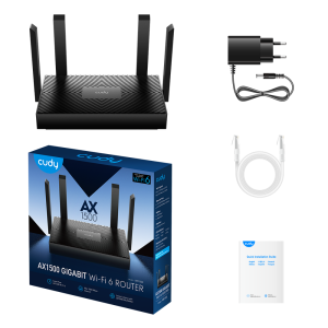 Маршрутизатор CUDY WR1500 AX1500 Gigabit Wi-Fi 6 Router Dual Band, Chipset Realtek, 802.11ax/ac/a/b/g/n, 1201Mbps at 5GHz + 300Mbps at 2.4GHz, 4 x 10/