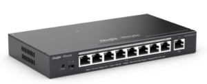 Коммутатор Ruijie Reyee 9-Port Gigabit Smart POE Switch, 9 Gigabit RJ45 Ports including 8 PoE/POE+ Ports,120W PoE power budget, Desktop Steel Case