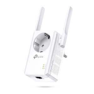 Усилитель Wi-Fi сигнала со встроенной розеткой TP-LINK Bad Pack TL-WA860RE N300 , чипсет QCA(Atheros), 2T2R, Мбит/с на 2,4 ГГц, 802.11b/g/n, 1 порт LA