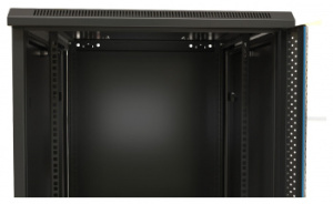 Шкаф коммутационный Hyperline (TWB-0945-SR-RAL9004) настенный 9U 600x450мм пер.дв.стал.лист 60кг черный 275мм 180град. 500мм IP20 сталь