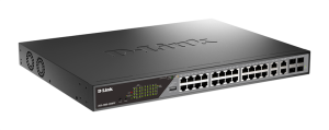 Коммутатор D-Link Настраиваемый L2 PoE-коммутатор, 24x1000Base-T PoE (8 портов 802.3bt 90 Вт), 4xCombo 1000Base-T PoE/SFP, PoE-бюджет 518 Вт, дальност
