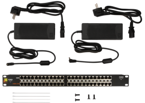 Панель POE 19", 24 порта, с двумя блоками питания 48V, 120W