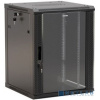 Hyperline TWB-1266-GP-RAL9004 Шкаф настенный 19-дюймовый (19"), 12U, 650x 600х 600мм, стеклянная дверь с перфорацией по бокам, ручка с замком, цвет че