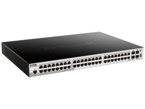 Коммутатор D-Link PROJ Настраиваемый L2+ стекируемый PoE-коммутатор, 48x1000Base-T PoE, 4x10GBase-X SFP+, PoE-бюджет 370 Вт (740 Вт с DPS-700), CLI, к