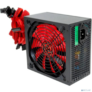 Ginzzu PC600 14CM(Red) 80+ black,APFC,24+4p,2 PCI-E(6+2), 5*SATA, 4*IDE,оплетка, кабель питания,цветная коробка