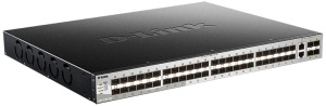 Коммутатор D-LINK Коммутатор/ Managed L3 Stackable Switch 48x1000Base-X SFP, 2x10GBase-T, 4x10GBase-X SFP+, CLI, 1000Base-T Management, RJ45 Console, USB, RPS, Dying