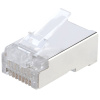 Разъем Hyperline PLUG-8P8C-U-C6-SH-100 RJ-45(8P8C) под витую пару, категория 6 (50 μ"/ 50 микродюймов), экранированный, универсальный (для одножильно