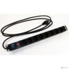 Hyperline SHE19-8SH-S-2.5EU Блок розеток для 19" шкафов, горизонтальный, с выключателем с подсветкой, 8 розеток Schuko (16A), 250В, кабель питания 3х1