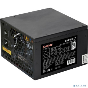 Exegate EX282046RUS-OEM-S Блок питания 650W ExeGate 80 PLUS® 650PPH-LT-S-OEM (ATX, APFC, КПД 82% (80 PLUS)SC, 12cm fan, 24pin, (4+4)pin, PCIe, 5xSATA,