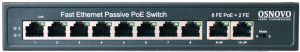 Коммутатор Osnovo Коммутатор/ Passive PoE , 8*10/100 Base-T+ 2*10/100 Base-T Uplink, до 30W на порт