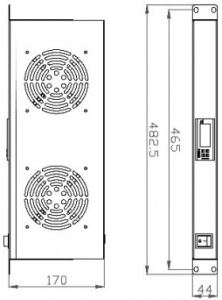 Модуль вентиляторный NTSS (NTSS-FAN2/19T) 2 вент. с термостатом с контроллером серый (упак.:1шт)