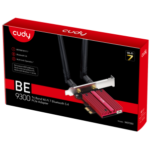 Адаптер беспроводной связи (Wi-Fi) CUDY BE9300 7 PCI Express Adapter 7 Bluetooth 5.4 PCI Express Adapter with Heatsink, Intel BE200 module, Tri-band