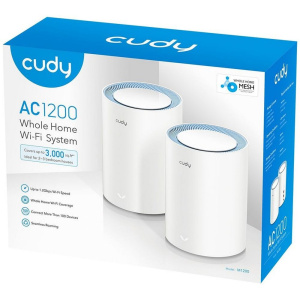Маршрутизатор CUDY AC1200 Wi-Fi Mesh Solution 2-Pack, Chipset MediaTek, Dual-Band, 867Mbps at 5GHz + 300Mbps at 2.4GHz, 802.11ac/a/b/g/n, 2 Fast Ether
