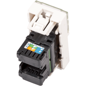 Вставка Mosaic 22.5x45, RJ-45 UTP, кат.6, со шторкой и увеличенным окном маркировки, белая