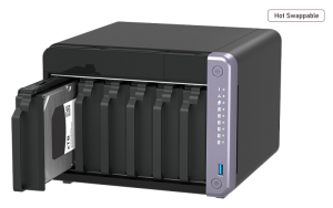 система хранения данных QNAP SMB QC 2GhzCPU/4Gb/upto 6HDD, up to 22 with TL-D1600S/SATA(3,5" 2,5")/ 2xUSB3.2/1xHDMI/1xExp.slot/2x2,5Gb 2x10Gb(SFP+)/iS