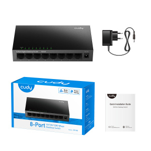 Коммутатор CUDY Коммутатор/ 8-Port Gigabit Metal Switch, 8 10/100/1000M RJ45 Ports, IGMP Snooping, Loop Detection/Prevention, 802.1p/DSCP QoS, Desktop Metal Case,
