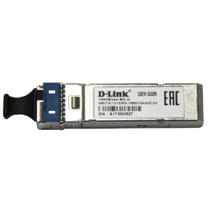 D-Link 330R/3KM/A1A WDM SFP-трансивер с 1 портом 1000Base-BX-U (Tx:1310 нм, Rx:1550 нм) для одномодового оптического кабеля (до 3 км, разъем Simplex S