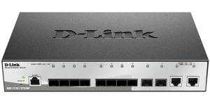 Коммутатор D-Link Управляемый L2 коммутатор, 10x1000Base-X SFP, 2x1000Base-T, защита от статического электричества до 6 кВ, CLI, консольный порт RJ-45