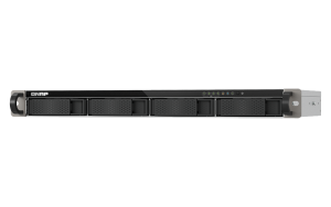 Сетевой RAID-накопитель, 4 отсека 3,5"/2,5",  2 порта 2,5 Гбит/с, стоечное исполнение, 1 блок питания. ARM Cortex-A55 2,0 ГГц, 4 ГБ DDR4. Направляющие