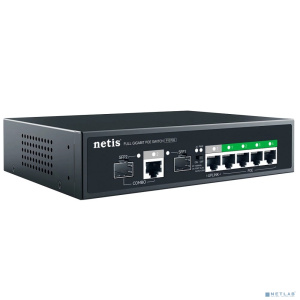 Коммутатор Netis P107GS (L2) 6x1Гбит/с 1xКомбо(1000BASE-T/SFP) 2SFP 4PoE 65W неуправляемый