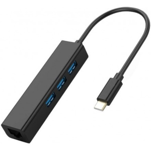 Адаптер KS-IS KS-410 USB-C RJ45 LAN Gigabit с USB 3.0 хабом