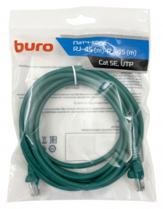 Патч-корд Buro UTP-5E-3M-GR UTP 4 пары cat.5E CCA molded 3м зеленый RJ-45 (m)-RJ-45 (m)