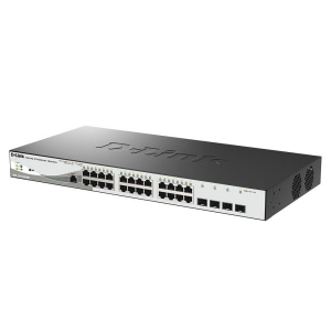 Коммутатор D-Link DGS-1210-28P/ME/B2A Управляемый L2 коммутатор с 24 портами 10/100/1000Base-T и 4 портами 1000Base-X SFP (24 порта PoE 802.3af/at, Po