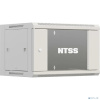 NTSS Шкаф настенный телекоммуникационный NTSS WS 6U 600х450х370мм, 2 профиля 19, дверь стеклянная, боковые стенки съемные, разобранный, серый RAL 7035