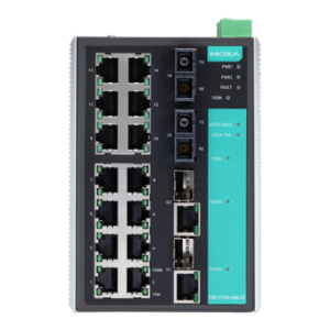 Управляемый коммутатор 14 x 10/100BaseTX, 2 x 100BaseFX (многомодовое оптоволокно), 2 x Combo Gigabit, с расширенным диапазоном температур