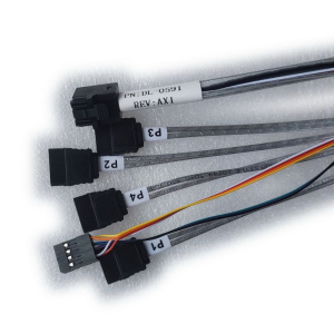 Кабель DiliVing DL-0591, Internal SFF8643-to-4*SATA+SB (HDmSAS (прямой) -to- 4*SATA(прямой)+SideBand) Crossover, 75 cm